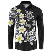 Hawaiian Plumeria Turtles Button Sweatshirt Polynesian Art Tattoo LT03 Black - Polynesian Pride
