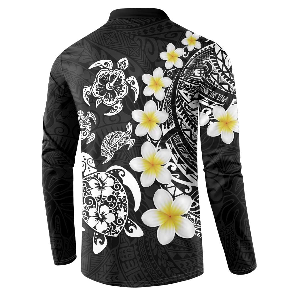 Hawaiian Plumeria Turtles Button Sweatshirt Polynesian Art Tattoo LT03 - Polynesian Pride