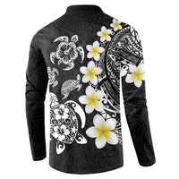 Hawaiian Plumeria Turtles Button Sweatshirt Polynesian Art Tattoo LT03 - Polynesian Pride