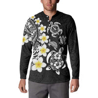 Hawaiian Plumeria Turtles Button Sweatshirt Polynesian Art Tattoo LT03 - Polynesian Pride