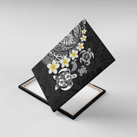 Hawaiian Plumeria Turtles Canvas Wall Art Polynesian Art Tattoo LT03 With Frame Black - Polynesian Pride