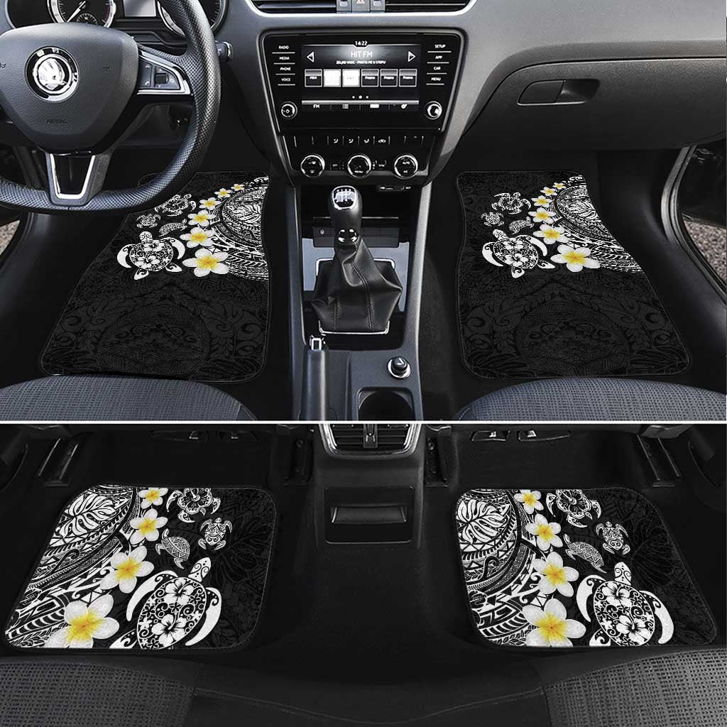 Hawaiian Plumeria Turtles Car Mats Polynesian Art Tattoo LT03 Set 4pcs Black - Polynesian Pride