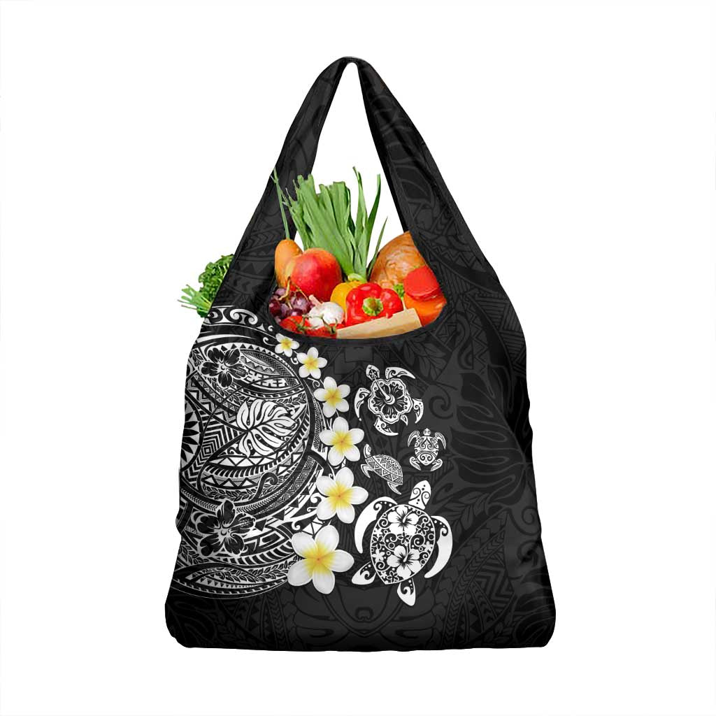 Hawaiian Plumeria Turtles Grocery Bag Polynesian Art Tattoo LT03 1-pack One Size Black - Polynesian Pride