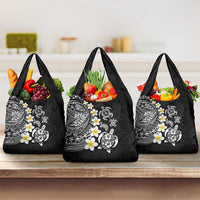 Hawaiian Plumeria Turtles Grocery Bag Polynesian Art Tattoo LT03 3-pack One Size Black - Polynesian Pride