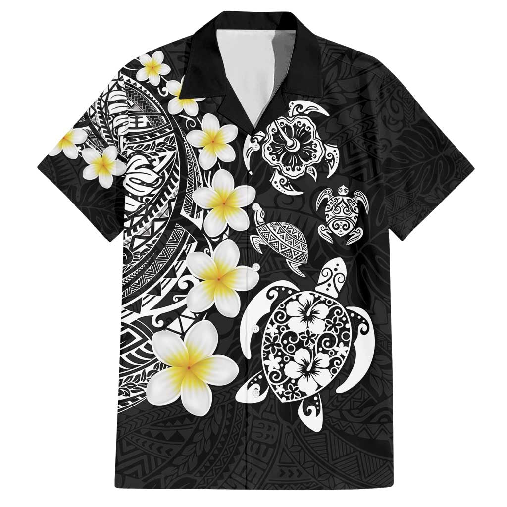 Hawaiian Plumeria Turtles Hawaiian Shirt Polynesian Art Tattoo LT03 Black - Polynesian Pride