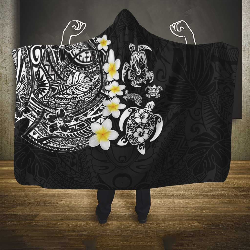 Hawaiian Plumeria Turtles Hooded Blanket Polynesian Art Tattoo LT03 - Polynesian Pride
