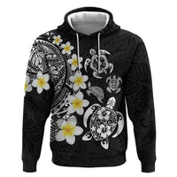 Hawaiian Plumeria Turtles Hoodie Polynesian Art Tattoo LT03 Pullover Hoodie Black - Polynesian Pride