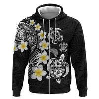 Hawaiian Plumeria Turtles Hoodie Polynesian Art Tattoo LT03 Zip Hoodie Black - Polynesian Pride
