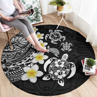 Hawaiian Plumeria Turtles Round Carpet Polynesian Art Tattoo LT03 - Polynesian Pride