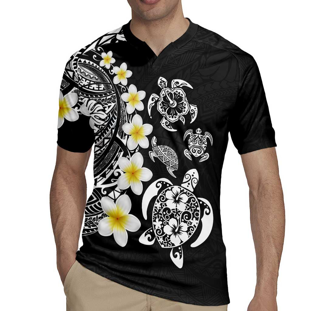Hawaiian Plumeria Turtles Rugby Jersey Polynesian Art Tattoo LT03 - Polynesian Pride
