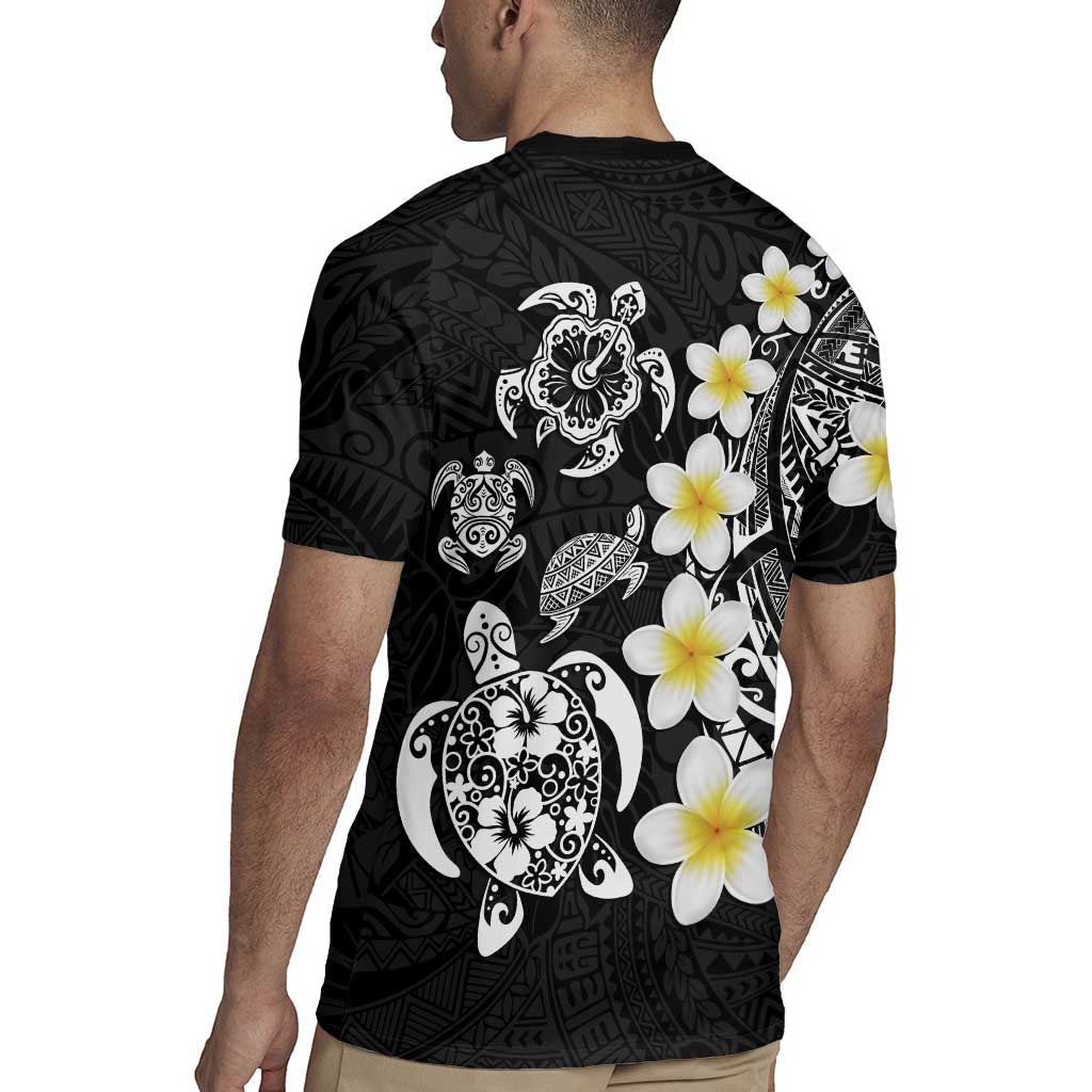 Hawaiian Plumeria Turtles Rugby Jersey Polynesian Art Tattoo LT03 - Polynesian Pride