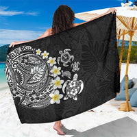 Hawaiian Plumeria Turtles Sarong Polynesian Art Tattoo LT03 One Size 44 x 66 inches Black - Polynesian Pride