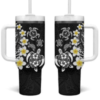 Hawaiian Plumeria Turtles Tumbler With Handle Polynesian Art Tattoo LT03 One Size: 40 oz Black - Polynesian Pride