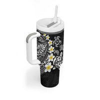 Hawaiian Plumeria Turtles Tumbler With Handle Polynesian Art Tattoo LT03 - Polynesian Pride