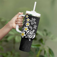 Hawaiian Plumeria Turtles Tumbler With Handle Polynesian Art Tattoo LT03 - Polynesian Pride