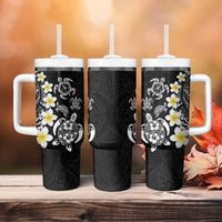 Hawaiian Plumeria Turtles Tumbler With Handle Polynesian Art Tattoo LT03 - Polynesian Pride