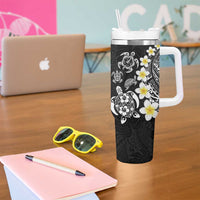 Hawaiian Plumeria Turtles Tumbler With Handle Polynesian Art Tattoo LT03 - Polynesian Pride