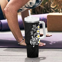 Hawaiian Plumeria Turtles Tumbler With Handle Polynesian Art Tattoo LT03 - Polynesian Pride