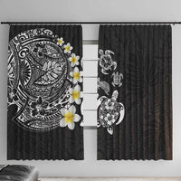 Hawaiian Plumeria Turtles Window Curtain Polynesian Art Tattoo LT03 With Hooks Black - Polynesian Pride