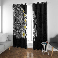 Hawaiian Plumeria Turtles Window Curtain Polynesian Art Tattoo LT03 With Grommets Black - Polynesian Pride