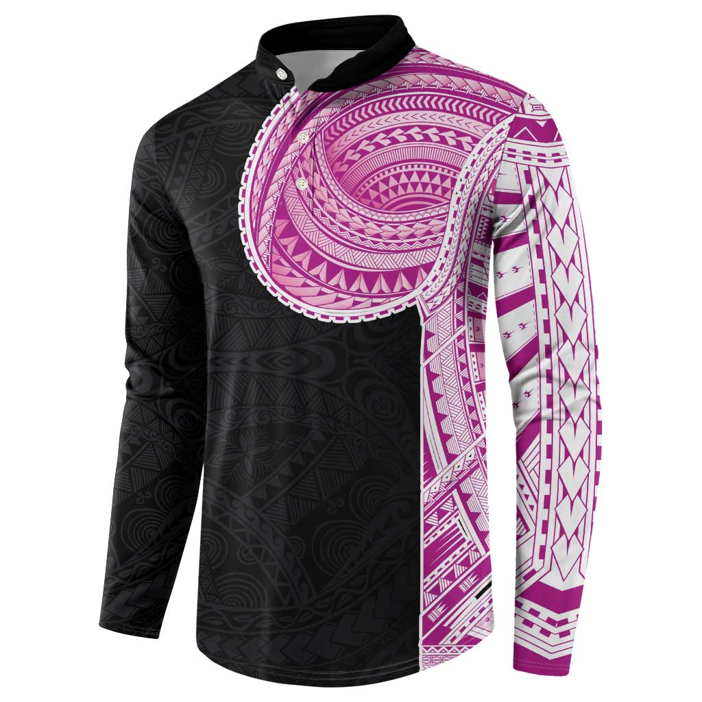 Samoan Art Tattoo Polynesian Pattern Button Sweatshirt Pink Out Color LT03 - Polynesian Pride