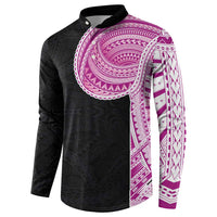 Samoan Art Tattoo Polynesian Pattern Button Sweatshirt Pink Out Color LT03 - Polynesian Pride