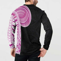 Samoan Art Tattoo Polynesian Pattern Button Sweatshirt Pink Out Color LT03 - Polynesian Pride