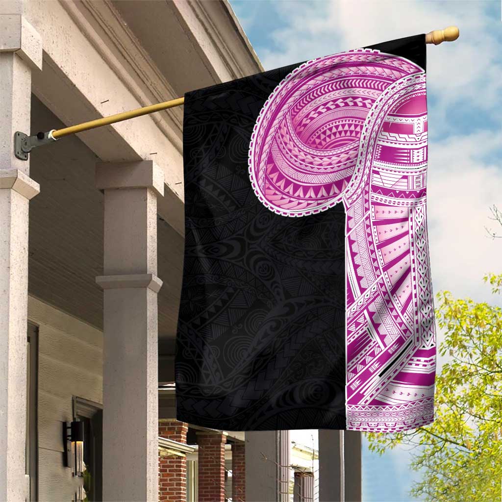 Samoan Art Tattoo Polynesian Pattern Garden Flag Pink Out Color LT03 House Flag Black - Polynesian Pride