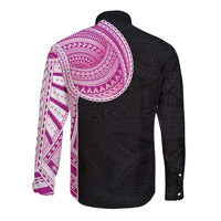 Samoan Art Tattoo Polynesian Pattern Long Sleeve Button Shirt Pink Out Color LT03 - Polynesian Pride