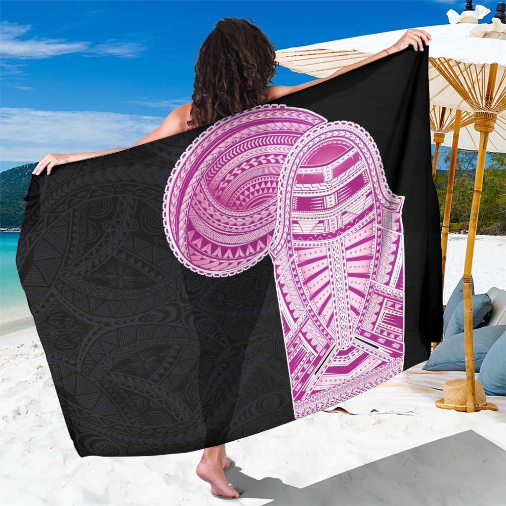 Samoan Art Tattoo Polynesian Pattern Sarong Pink Out Color LT03 One Size 44 x 66 inches Black - Polynesian Pride