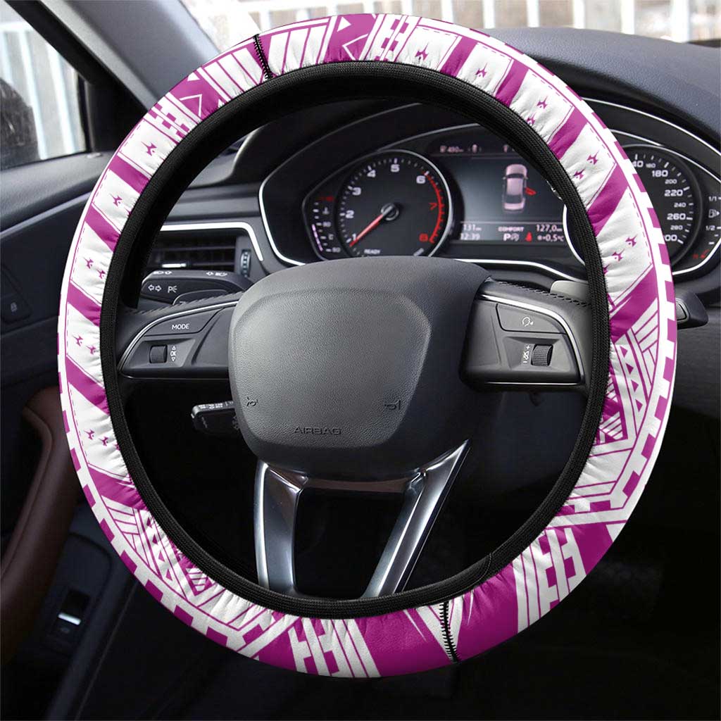 Samoan Art Tattoo Polynesian Pattern Steering Wheel Cover Pink Out Color LT03 - Polynesian Pride