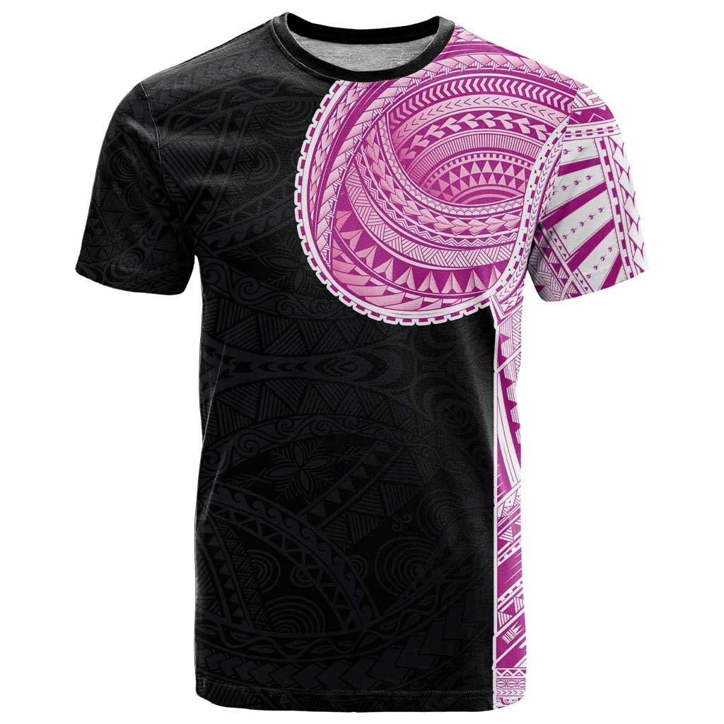 Samoan Art Tattoo Polynesian Pattern T Shirt Pink Out Color LT03 Black - Polynesian Pride