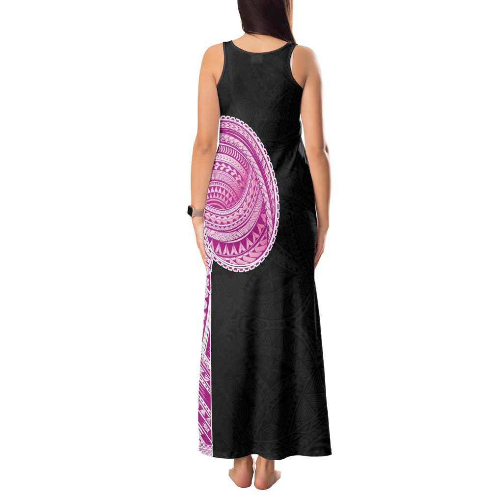 Samoan Art Tattoo Polynesian Pattern Tank Maxi Dress Pink Out Color LT03 - Polynesian Pride
