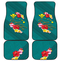Aloha Kanaka Maoli Hawaii Flowers Car Mats With Polynesian Pattern Teal Color LT03 - Polynesian Pride