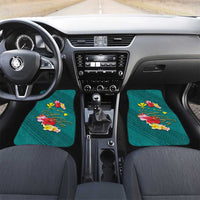 Aloha Kanaka Maoli Hawaii Flowers Car Mats With Polynesian Pattern Teal Color LT03 Set 2pcs - Front Teal - Polynesian Pride