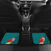 Aloha Kanaka Maoli Hawaii Flowers Car Mats With Polynesian Pattern Teal Color LT03 Set 2pcs - Back Teal - Polynesian Pride