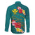 Aloha Kanaka Maoli Hawaii Flowers Family Matching Long Sleeve Bodycon Dress and Hawaiian Shirt With Polynesian Pattern Teal Color