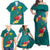 Aloha Kanaka Maoli Hawaii Flowers Family Matching Off Shoulder Maxi Dress and Hawaiian Shirt With Polynesian Pattern Teal Color