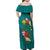 Aloha Kanaka Maoli Hawaii Flowers Family Matching Off Shoulder Maxi Dress and Hawaiian Shirt With Polynesian Pattern Teal Color