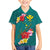 Aloha Kanaka Maoli Hawaii Flowers Family Matching Puletasi and Hawaiian Shirt With Polynesian Pattern Teal Color