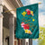 Aloha Kanaka Maoli Hawaii Flowers Garden Flag With Polynesian Pattern Teal Color