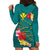 Aloha Kanaka Maoli Hawaii Flowers Hoodie Dress With Polynesian Pattern Teal Color