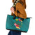 Aloha Kanaka Maoli Hawaii Flowers Leather Tote Bag With Polynesian Pattern Teal Color