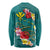 Aloha Kanaka Maoli Hawaii Flowers Long Sleeve Shirt With Polynesian Pattern Teal Color