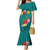 Aloha Kanaka Maoli Hawaii Flowers Mermaid Dress With Polynesian Pattern Teal Color