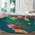 Aloha Kanaka Maoli Hawaii Flowers Round Carpet With Polynesian Pattern Teal Color