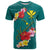 Aloha Kanaka Maoli Hawaii Flowers T Shirt With Polynesian Pattern Teal Color