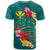 Aloha Kanaka Maoli Hawaii Flowers T Shirt With Polynesian Pattern Teal Color