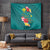 Aloha Kanaka Maoli Hawaii Flowers Tapestry With Polynesian Pattern Teal Color