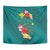 Aloha Kanaka Maoli Hawaii Flowers Tapestry With Polynesian Pattern Teal Color